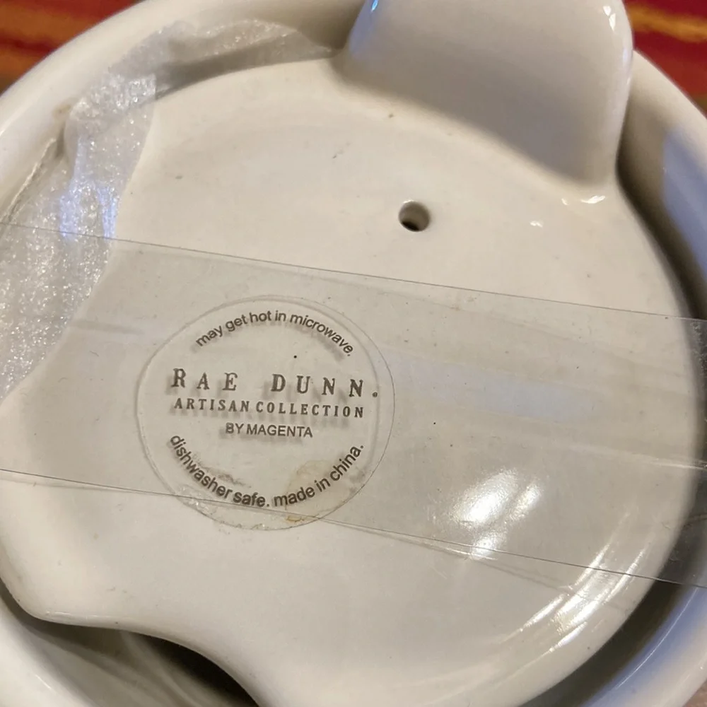 NWT Rae Dunn “pumpkin Spice” ceramic mug with lid 16 oz travel mug